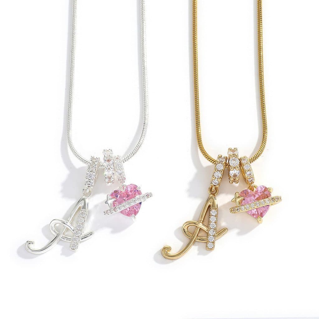 Colar de letras simples AZ, ouro prata inicial elegante intelectual, adequado para decoração de pescoço