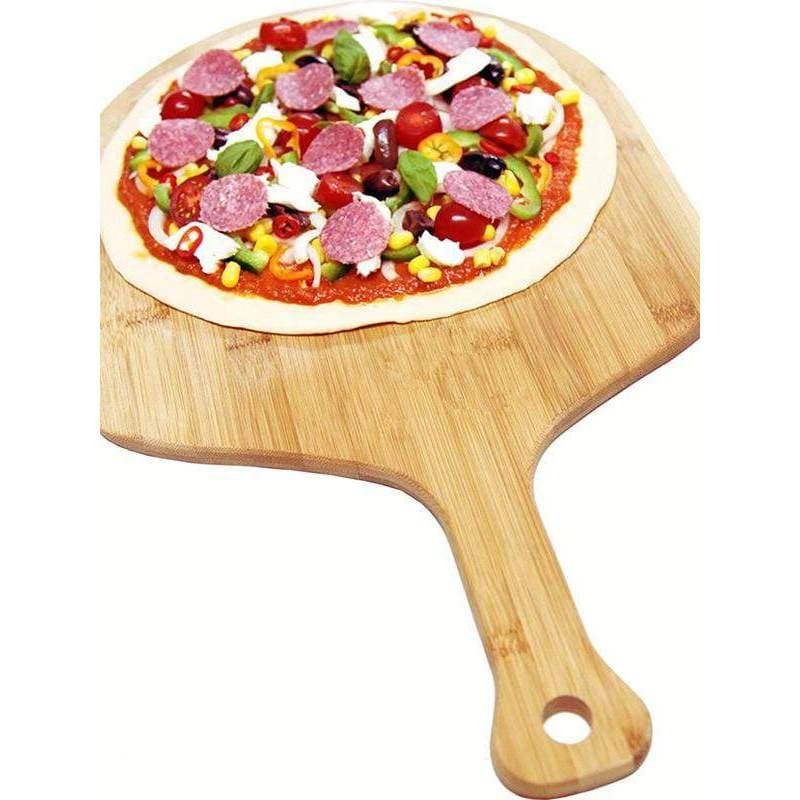 Tábua de corte de madeira de bambu placa de pizza de bambu pá de pizza panela de pizza de bambu 40cm placa de pão vendas