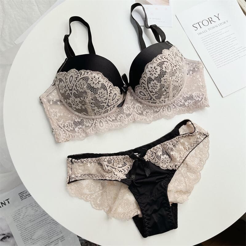 Europeu americano tamanho grande roupa interior feminina moda sutiã de renda estilo fino Push-Up roupa interior ajustáve