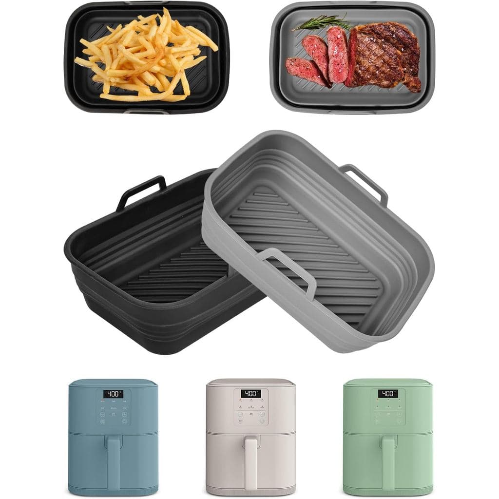 Forros de Silicone para Air Fryer, Dobráveis, Pacote com 2, para Air Fryer Slim Bella de 6Qt (5lb), Acessórios Reutilizá