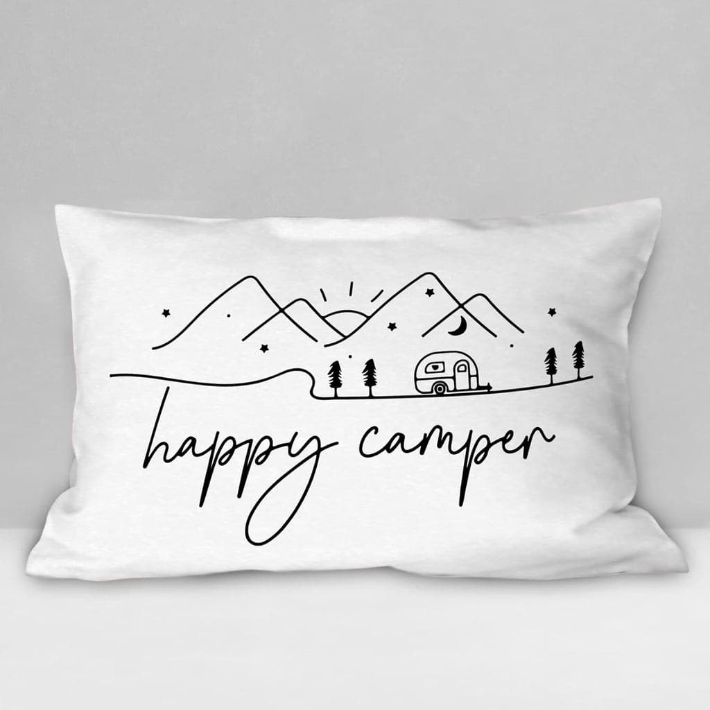 Capa de Almofada Decorativa Burosev Happy Camper, Capa de Almofada Decorativa para Camper, Decoração Rústica de Estilo C