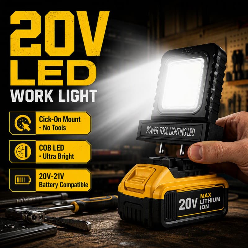 21V LED Luz De Trabalho Para Ferramenta Elétrica Bateria Lâmpada Inundação Sem Fio Portátil Oficina Garagem Acampamento