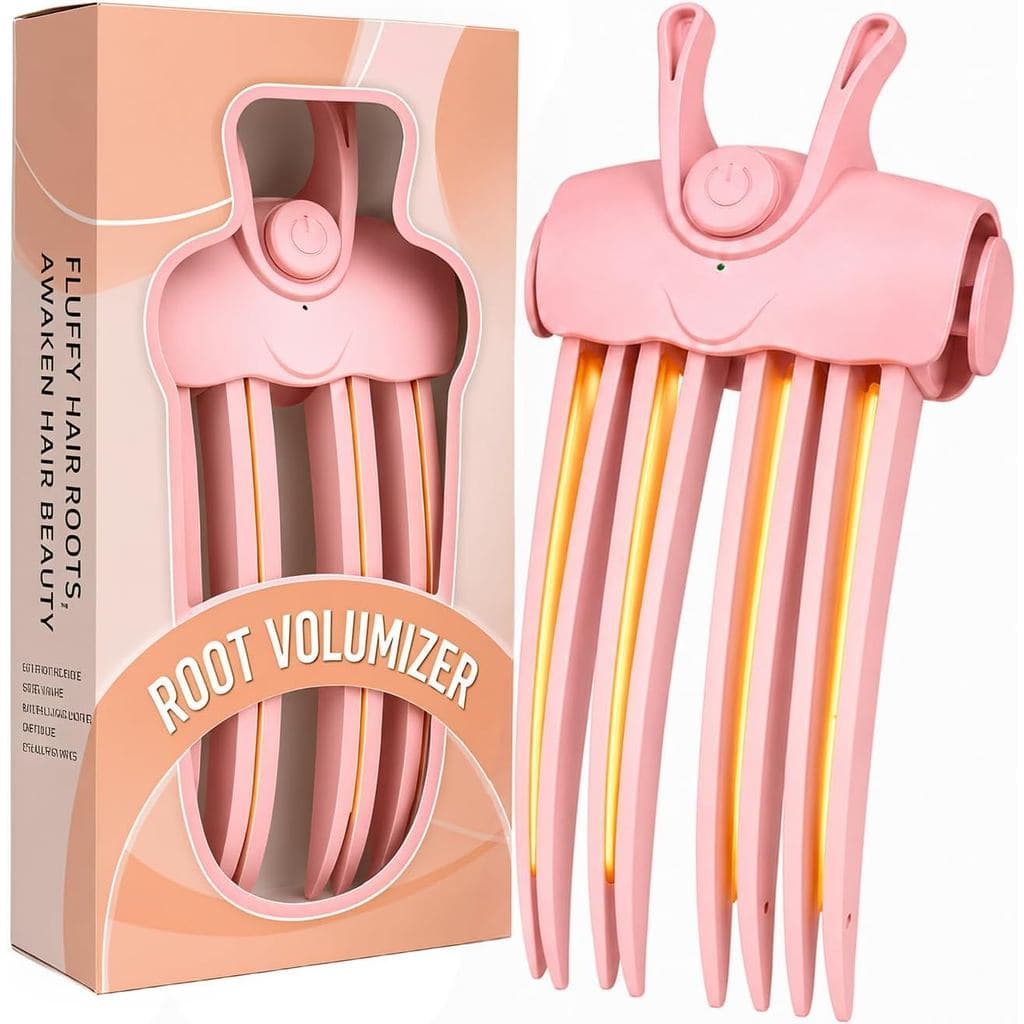 Clipe Térmico para Cabelo, Pente para Levantar a Raiz com 2 Níveis de Aquecimento (Rosa) | Placas de aquecimento em cada