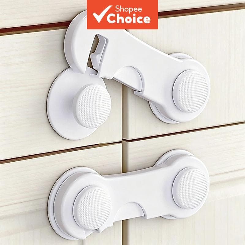 Conjunto de 5 Travas de Segurança para Gavetas/Portas de Armário de Bebê na Cor Branca