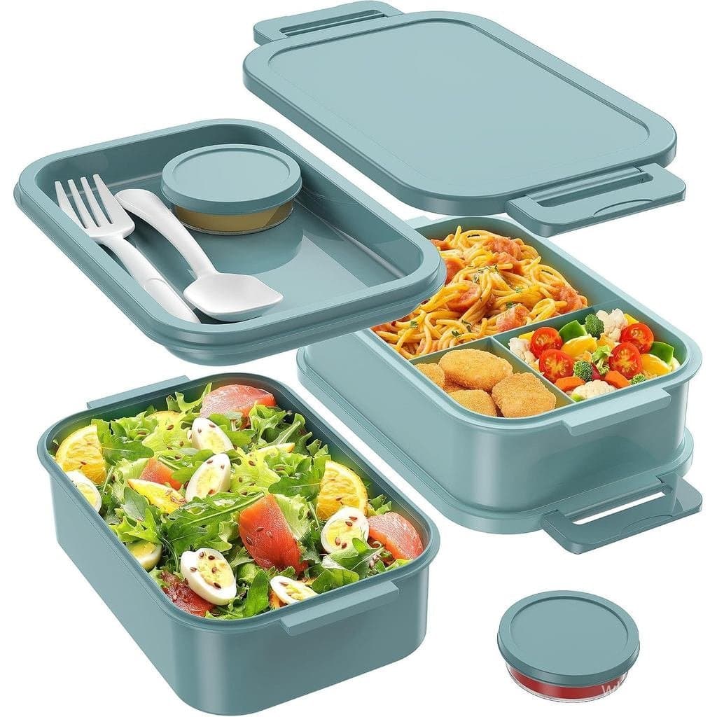 Jelife Bento Box - Caixa de Almoço para Adultos - Caixa de Almoço Empilhável de 72oz para Adultos, 3 Camadas, Caixa de A