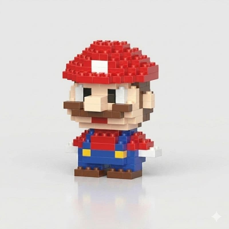 Mini Bloco de Montar Luigi Super Mario - Boneco Colecionável Brickbino