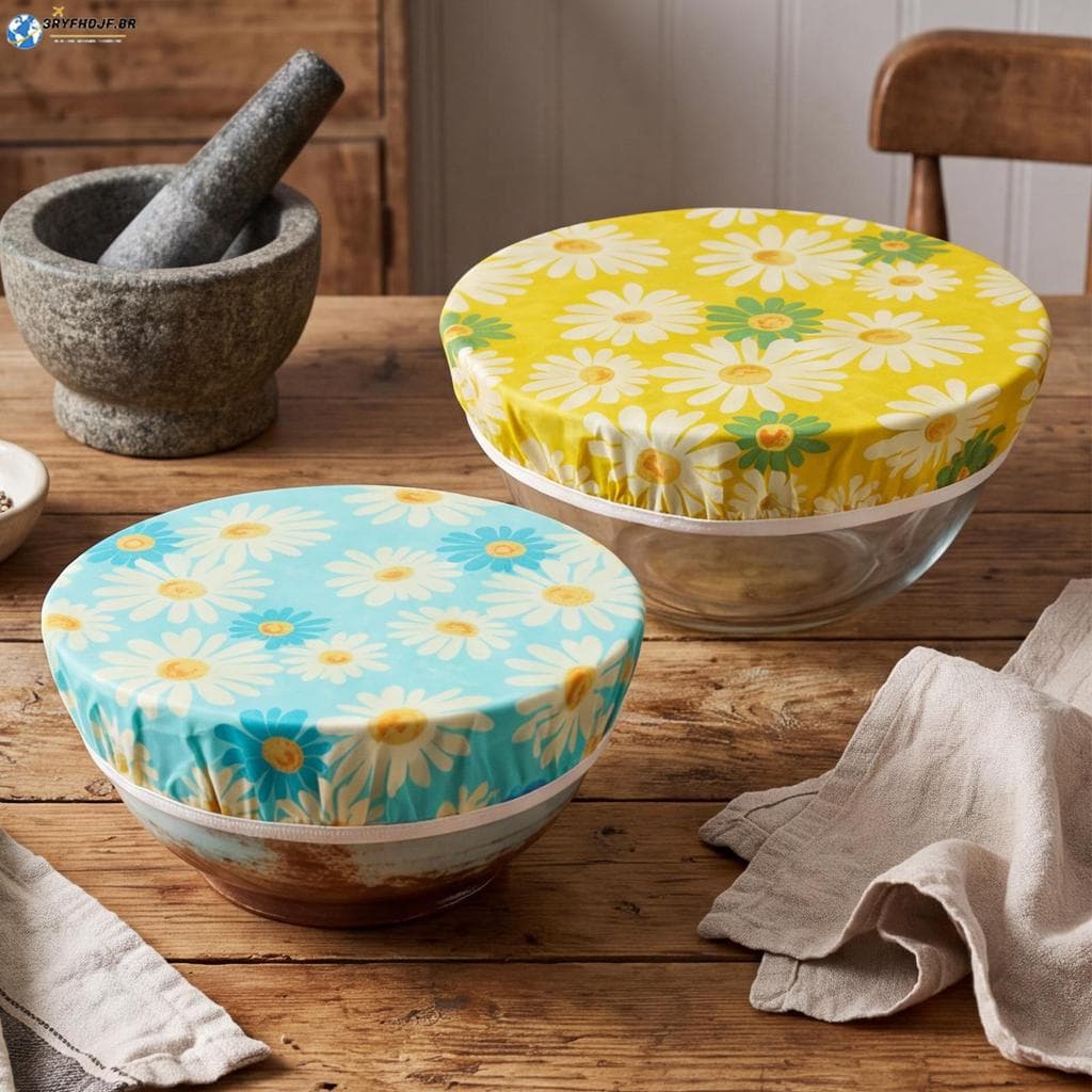 2 Pacote Capa De Tigela À Prova De Pão Algodão Cera De Abelha Para Massa Fermentada Impermeabilização Grande Recipiente