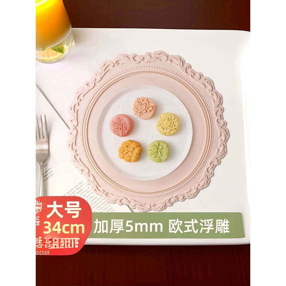 Placemat de Silicone em relevo engrossado redondo isolamento térmico Anti-escaldante prato esteira Coaster vaso decoraçã