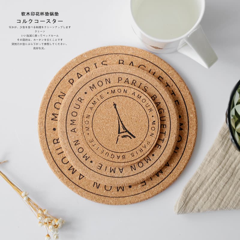 Coaster de cortiça isolamento térmico Placemat Multi-Purpose esteira torre Eiffel cortiça impresso pote esteira restaura