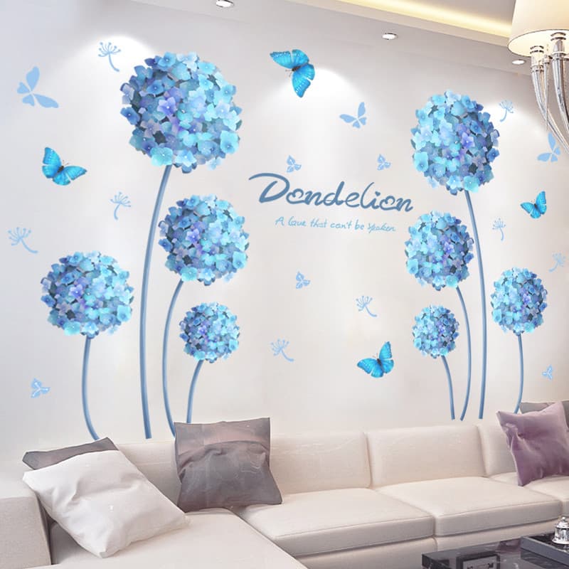 3d tridimensional adesivos de parede auto-adesivo papel de parede quarto decoração de parede flor azul adesivos