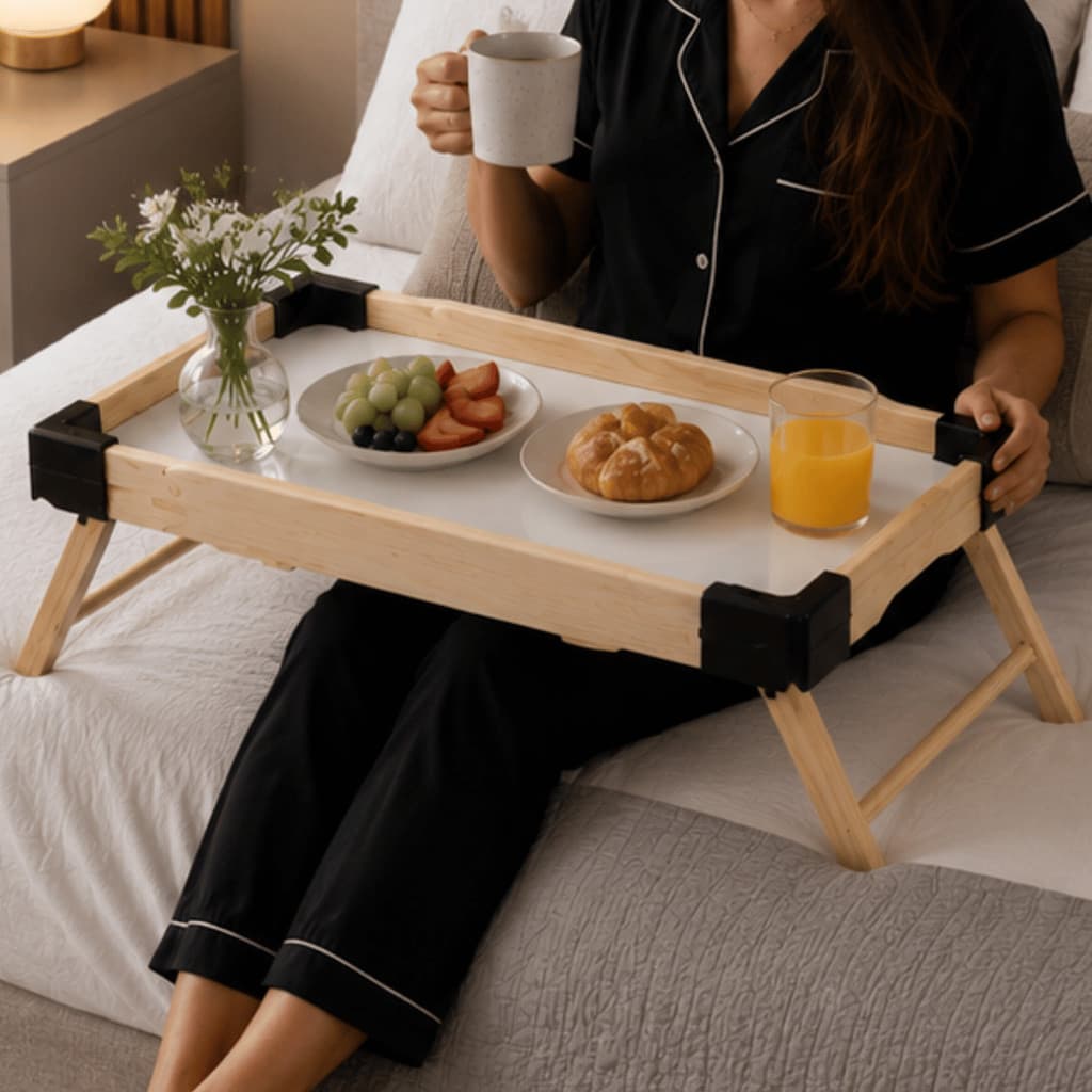 Bandeja Grande Cafe da Manha REFORÇADA Portatil DOBRAVEL Cama Mesa Jantar Piquenique Petisqueira