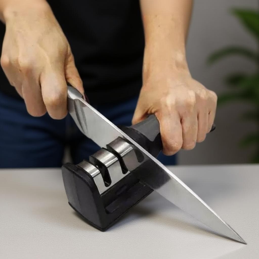 Afiador de Facas Manual com Base Antiderrapante para Lâminas de Aço