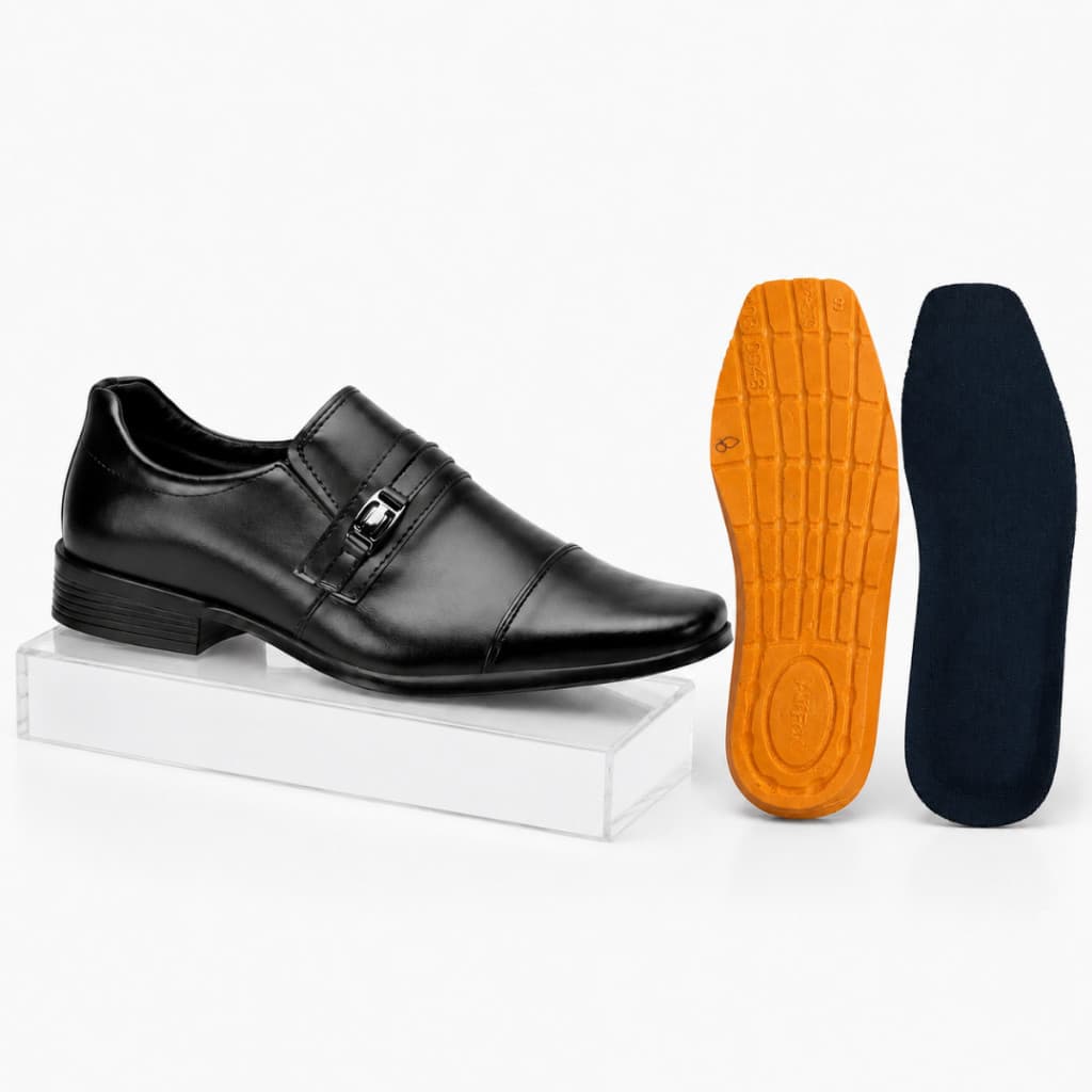 Sapato Social Masculino Fivela Sintetico Conforto e Palmilha em PU