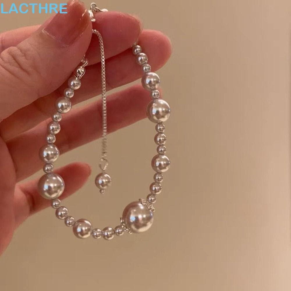 Pulseira De Contas Brancas LACTHRE , Pérola Ajustável De Corrente Simples Corda Moderna