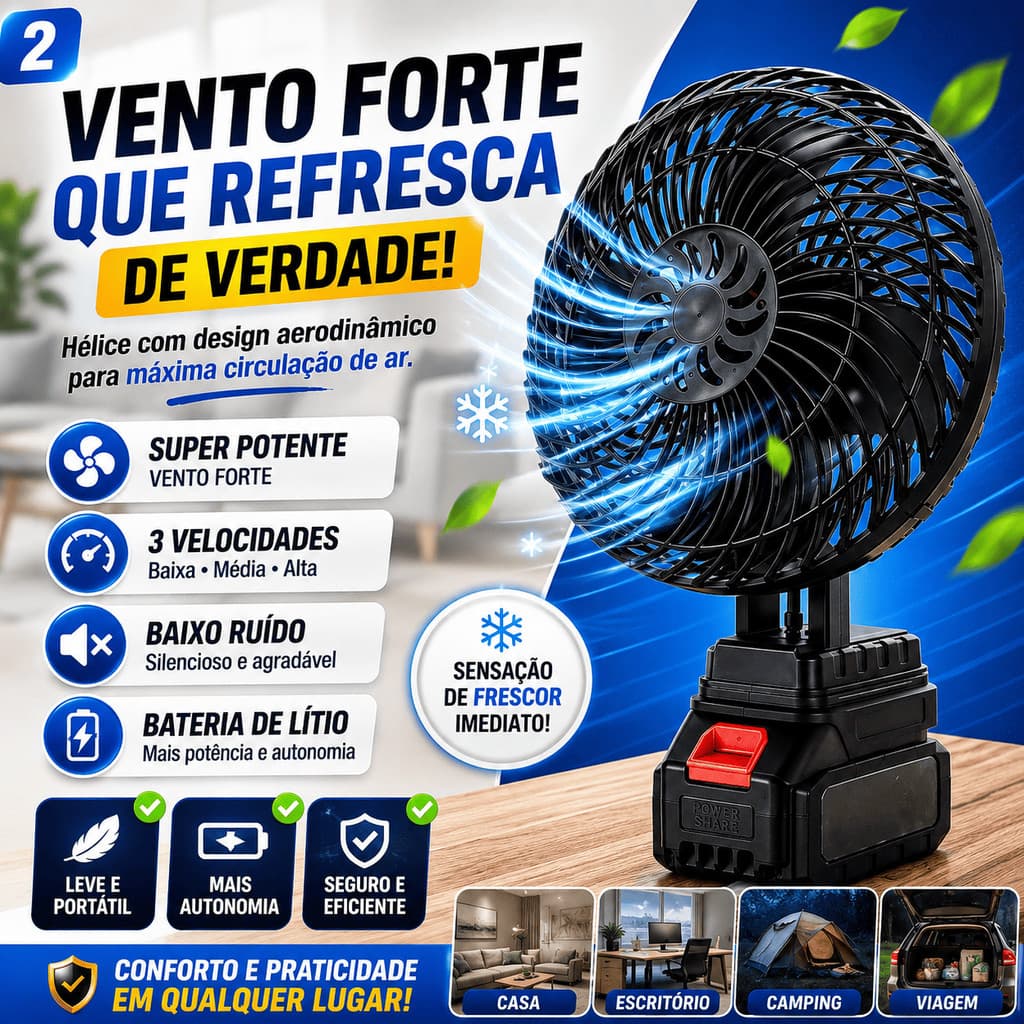 Mini Ventilador Portatil Recarregavel Silencioso Mesa Escrivaninha Bateria Longa Durabilidade Turbo Sem Fio Quarto
