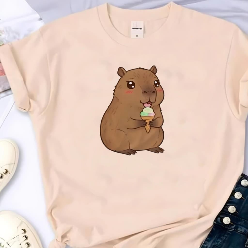 Blusa T-shirt Linda Camiseta Feminina Capivara Sorvete Camisa