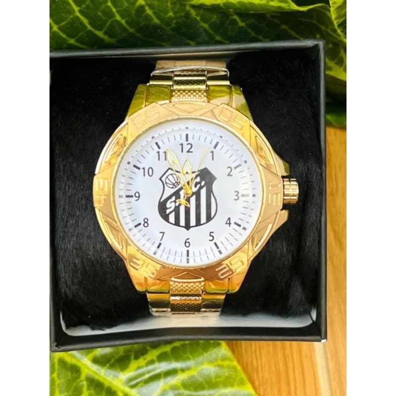 Relógio Masculino Santos FC Gold Vem Com Caixa