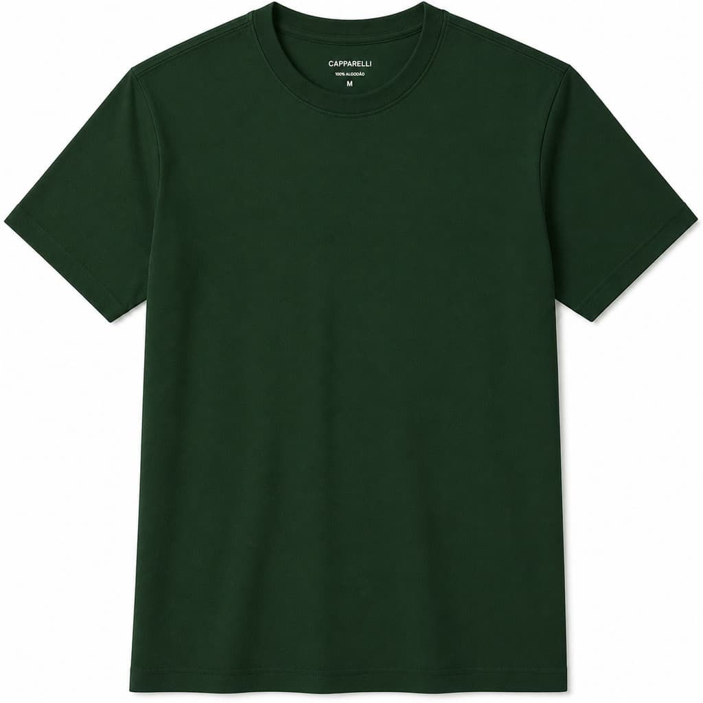 Camiseta Básica Verde Militar 100% Algodão Unissex Masculina Confortável