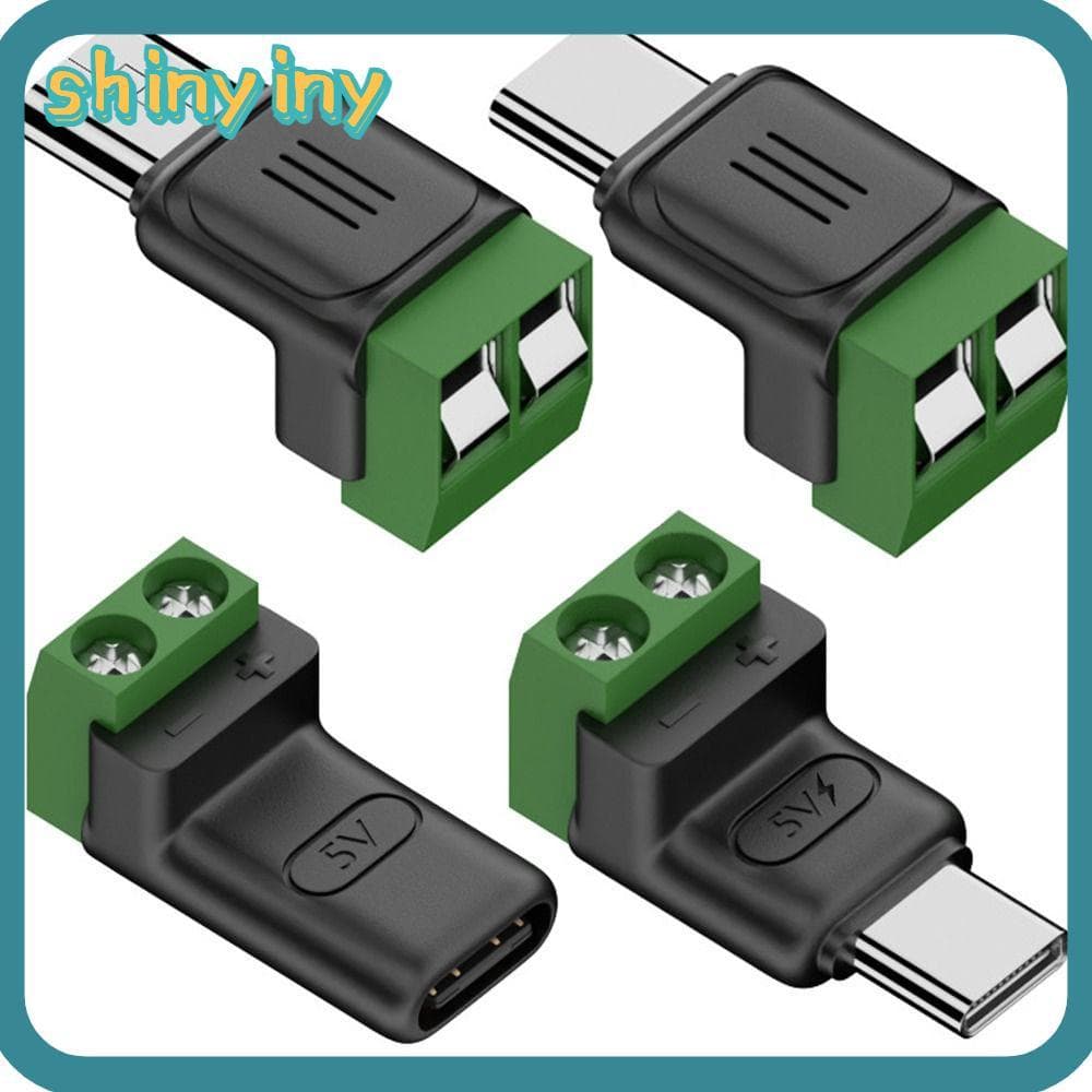 Adaptador De Terminal USB C Brilhante Para 2 Pinos , Bloco De Crimpagem De Parafuso 5V , Conector De Carregamento Verde
