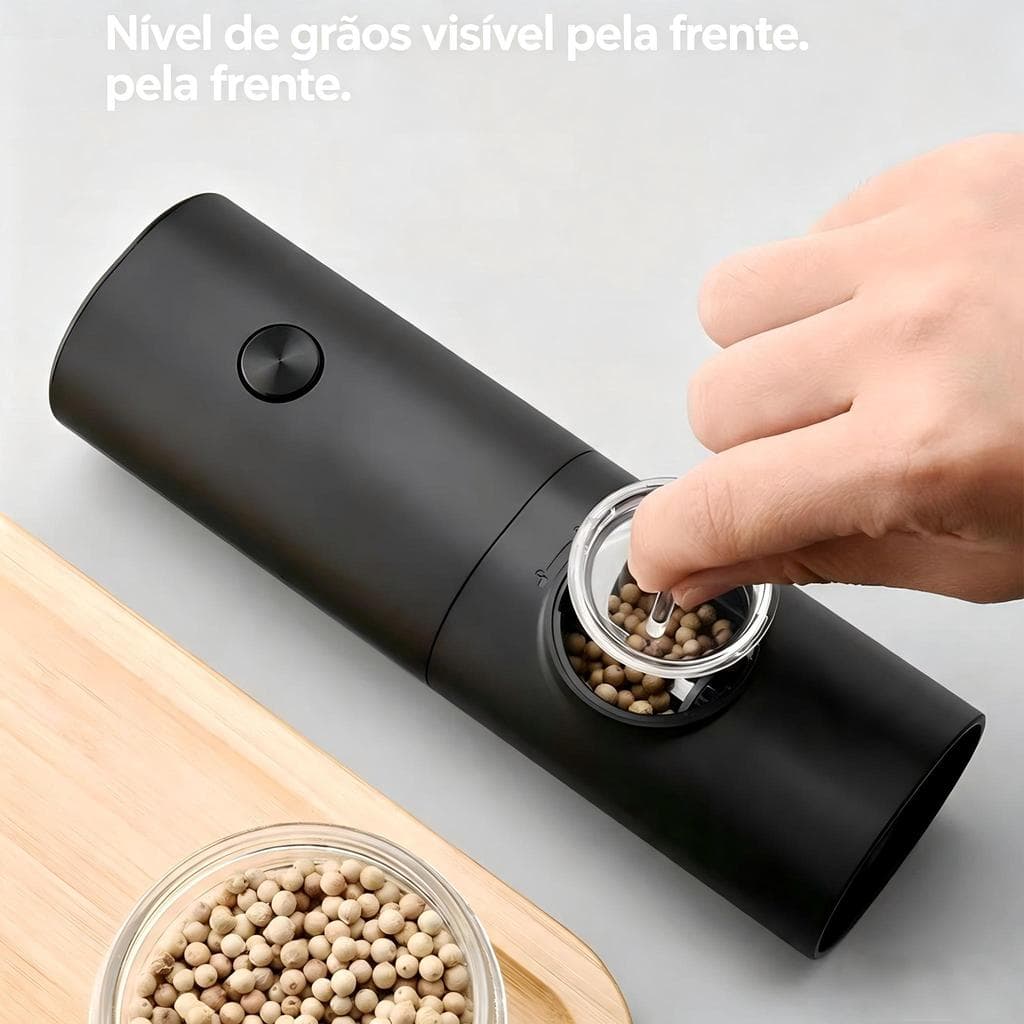 Moedor Elétrico Sal e Pimenta Temperos Automático Com Ajuste De Moagem