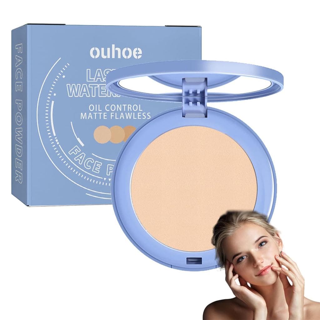 Pó Facial, Pó Facial à Prova d'Água de Longa Duração Ouhoe, Base Matte Suave e Impecável, Pó Fixador Leve, Pó Compacto p