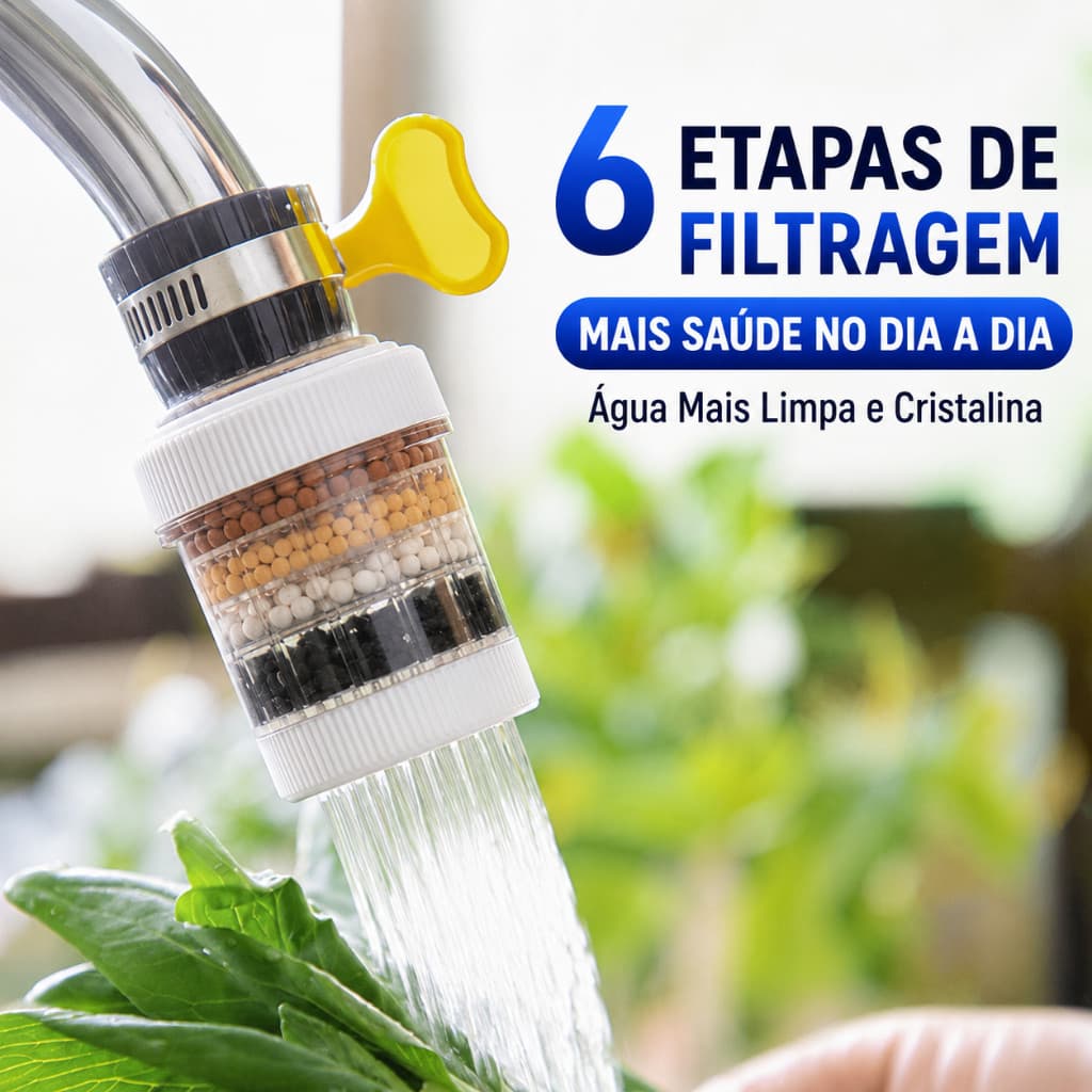 Filtro de torneira de 6 camadas purificador de água torneira de cozinha chuveiro para banheiro acessórios de cozinha
