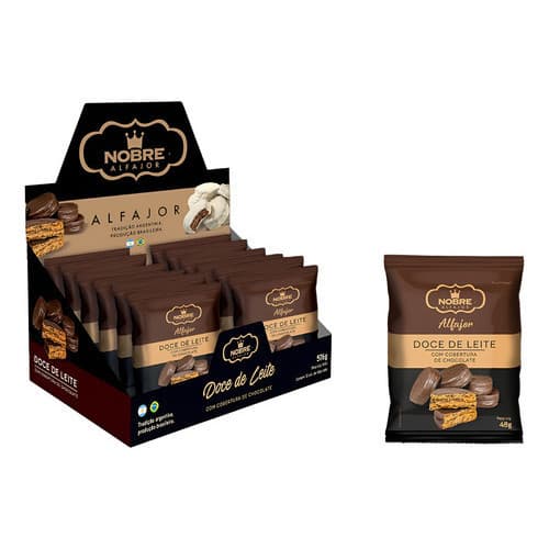 Cx C/12 Nobre Alfajor Meio Amargo Cobertura Chocolate 600g