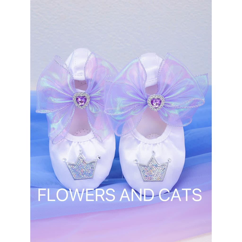 2026 novo estilo flores e gatos diamante azul sapatos de dança chinesa crianças lona sola macia meninas sapatos de balé2