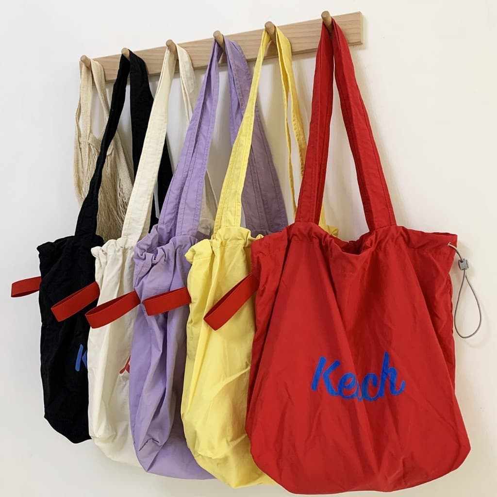 Estilo coreano grande capacidade náilon sacola senhoras cordão bolsa de ombro leve Casual saco de compras Commuter estud