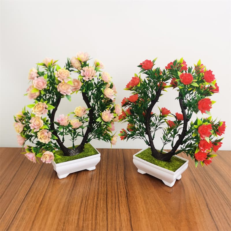 Simulação de planta em vaso de plástico flor falsa simulação flor Bonsai sala de estar mesa de jantar flor armário de TV