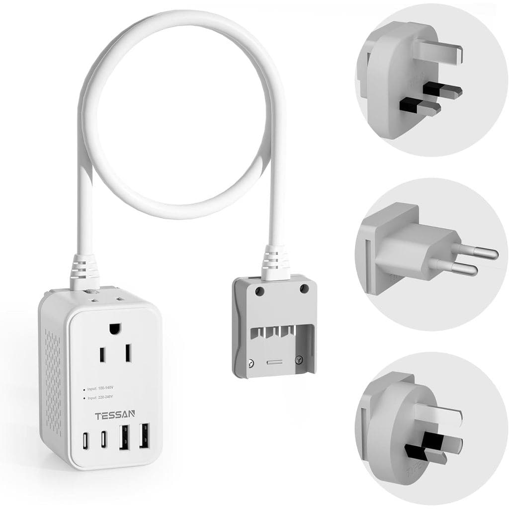 TESSAN 220 to 110 Voltage Converter US to Europe, International Travel Power Adapter with 4 USB Ports(2 USB C), 2 AC and