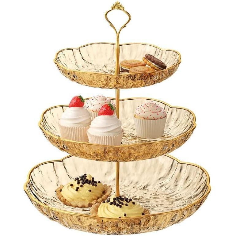 Suporte para Cupcakes de 3 Andares, Suporte de Servir de Plástico de 3 Níveis, Bandeja para Sobremesas para Festas, Aniv