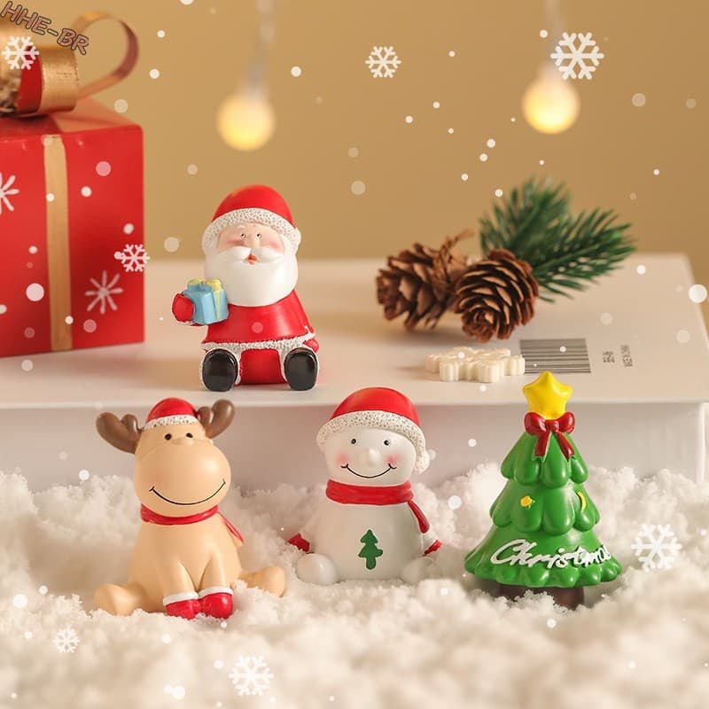 Enfeites De Natal Criativos De Boneco De Neve-Presente De Decoração De Cena De Desenho Animado De Resina