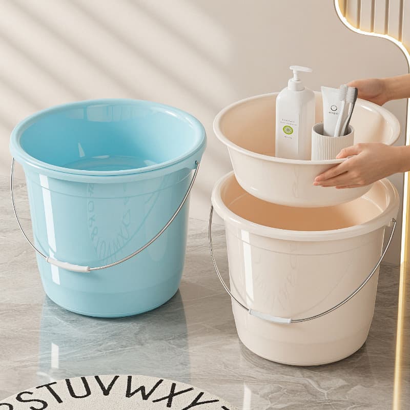 [Novo produto] Balde de plástico espesso Balde de armazenamento portátil doméstico Balde de banho para lavanderia Dormit