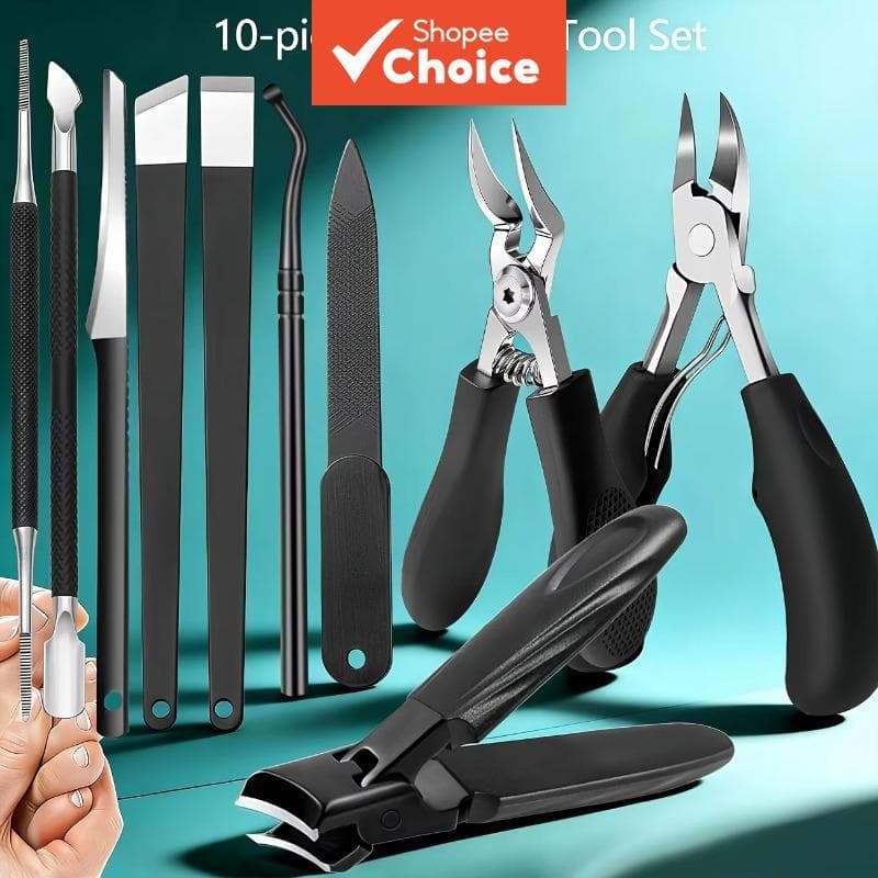 Conjunto de Cuidado de Unhas 10 peças, Ideal para Unhas Encravadas e Grossas - Inclui Lixa de Unha, Alicate de Cutícula