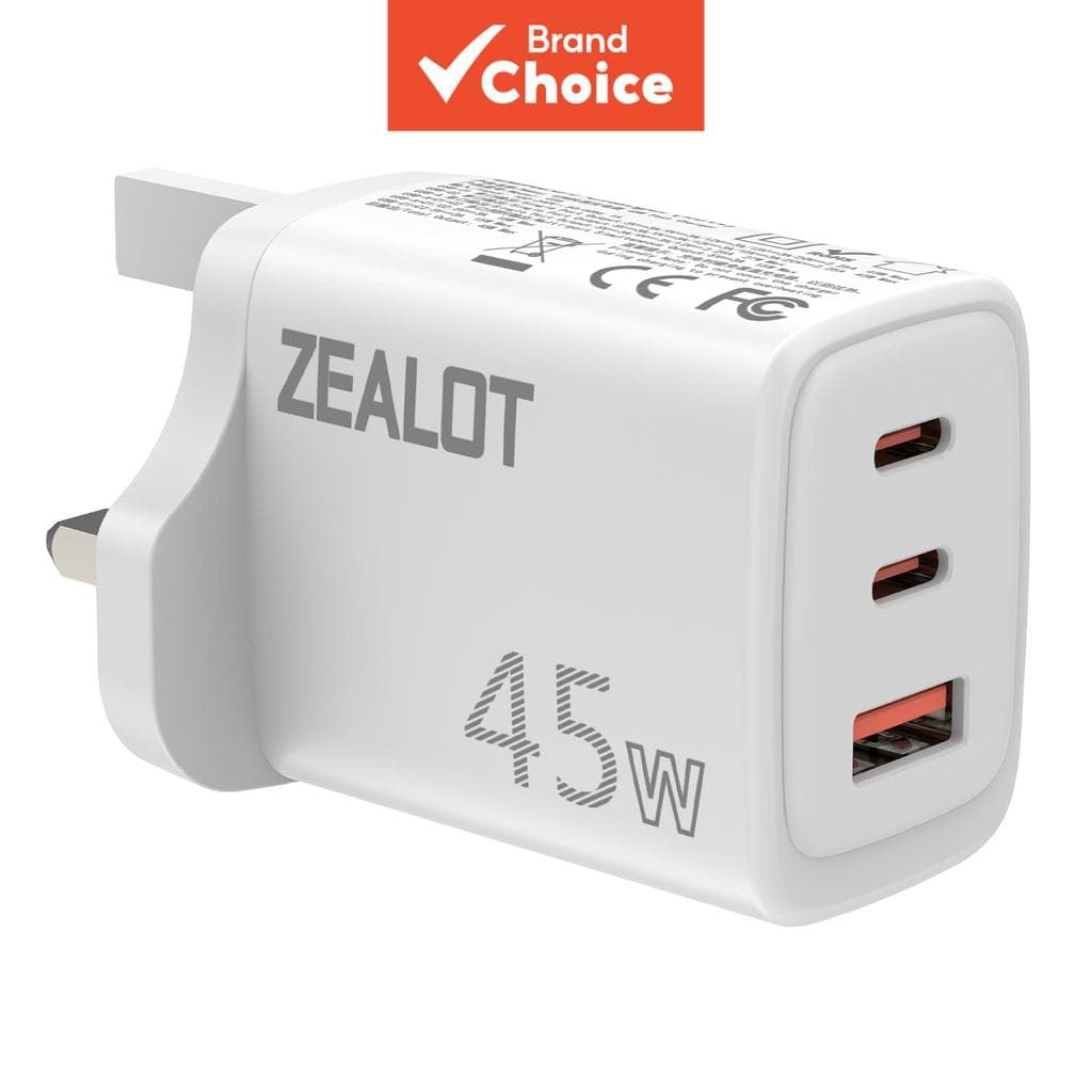 Carregador Multi-Portas ZEALOT C35 Tomada UK 45W 2C1A Distribuição Inteligente de Energia Adaptador de Carregamento
