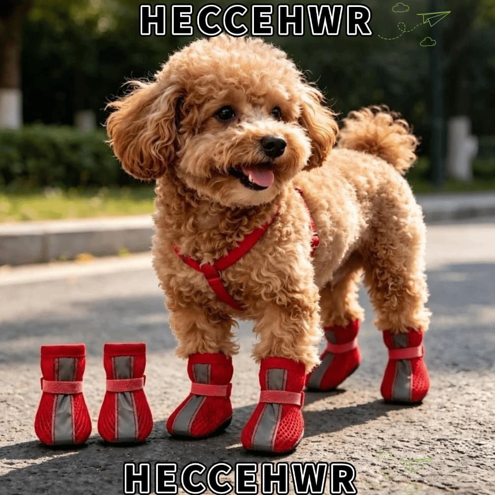 HECCEHWR 4 Pçs/SET Sapatos Para Cães , Botas Animais De Estimação Resistentes Ao Desgaste De Malha , Protetor Respirável
