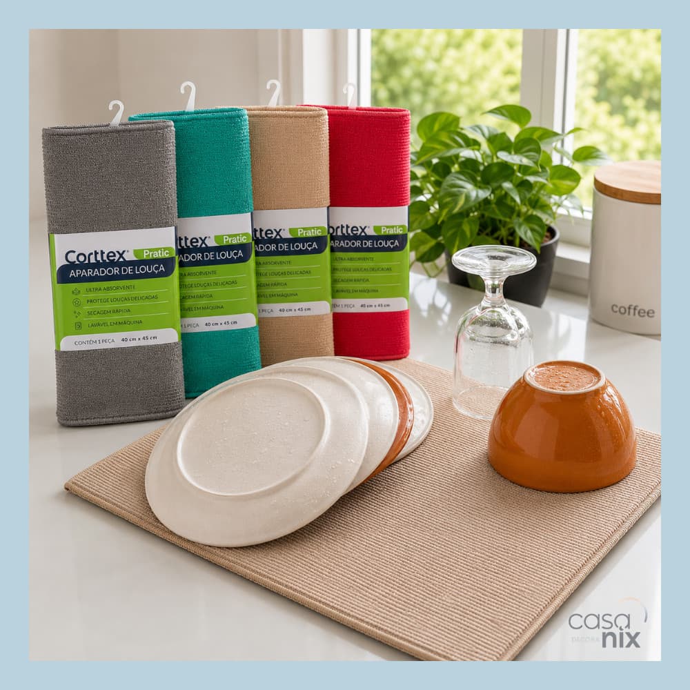 Tapete Aparador Escorredor de Louça Corttex Pratic Cozinha 40cm x 45cm Absorvente Microfibra