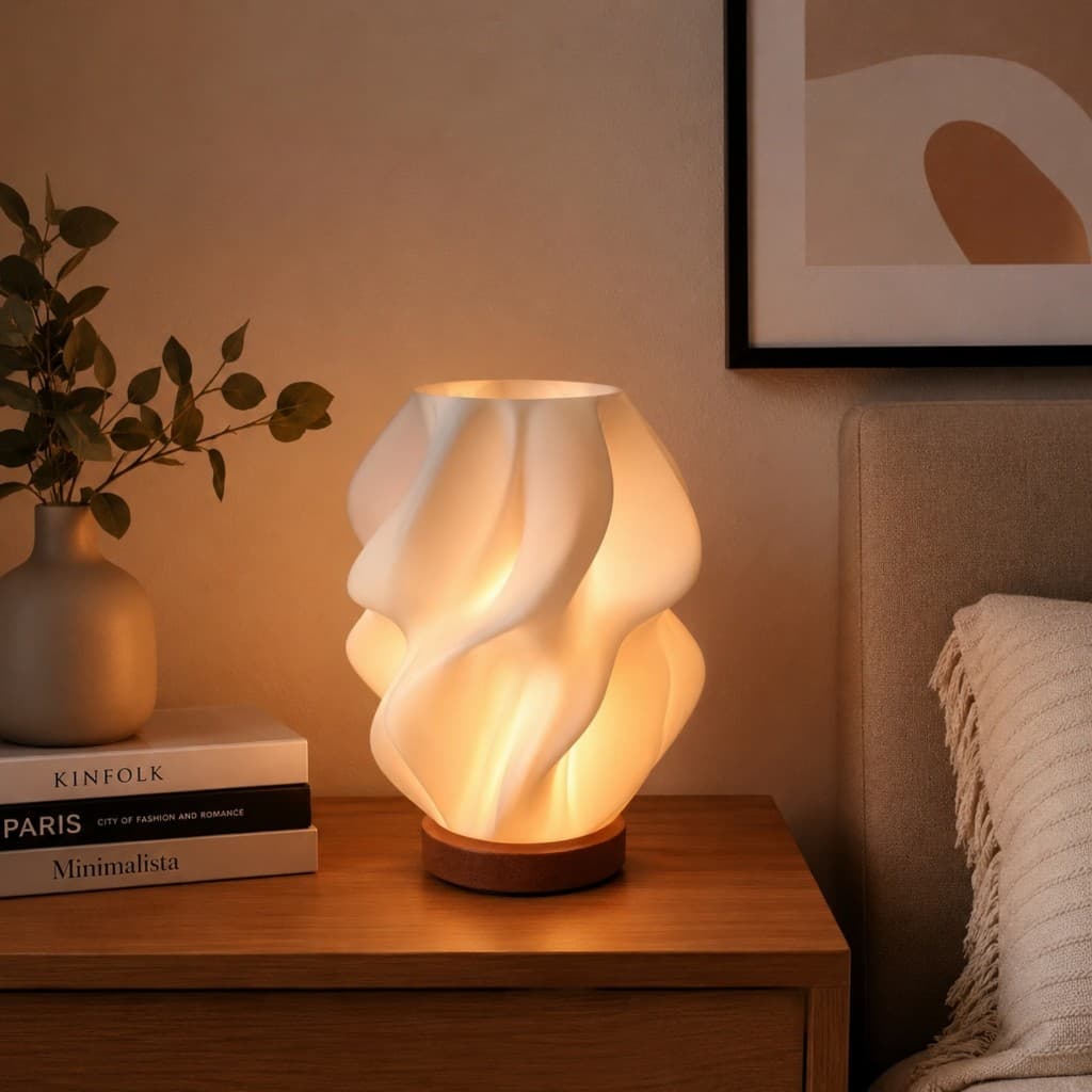 Abajur Luminária de Mesa Line 3D Decoração para Quarto, Sala e Escritório