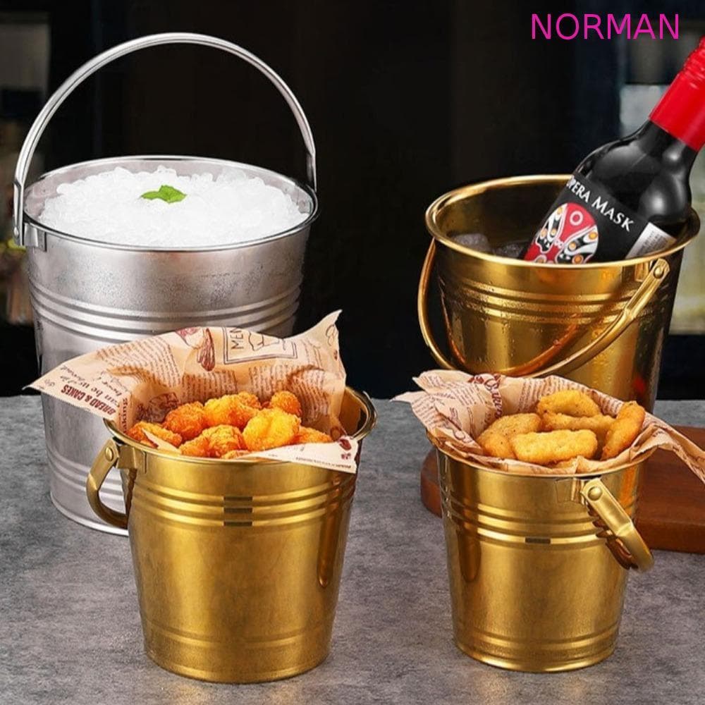 Balde De Gelo De Aço Inoxidável NORMAN , Mini Baldes De Metal Redondos E Espessos , Multifuncional Portátil Para Frutos