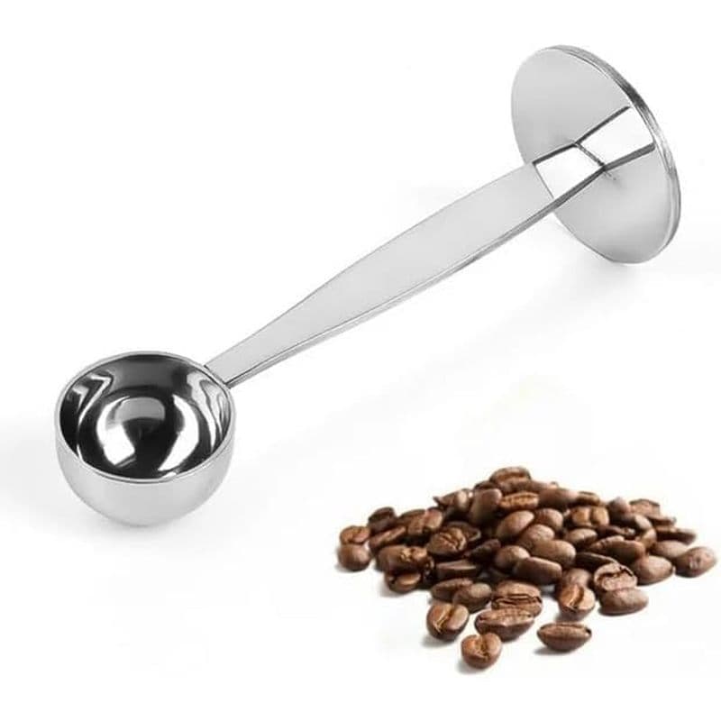 Colher de café prateada Suporte portátil de aço inoxidável 2 em 1 Colher medidora de pó de café Colher Pop Café, chá e c