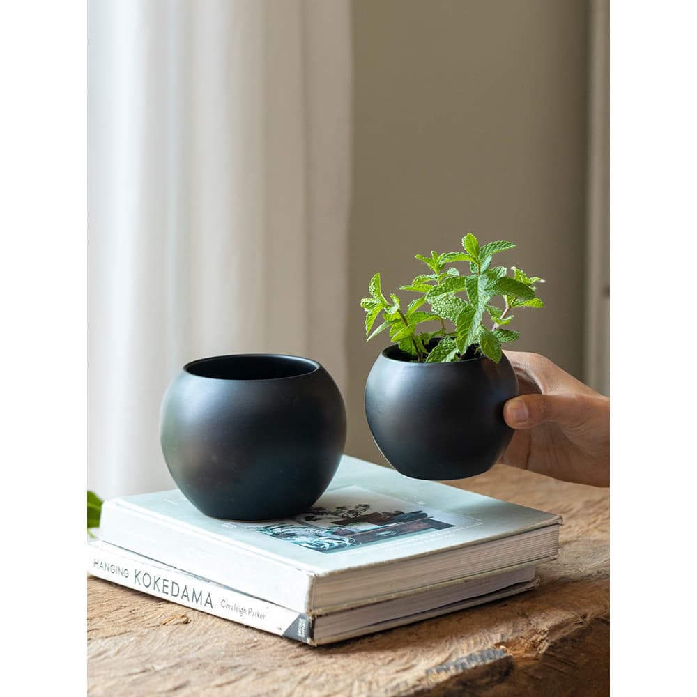 Vaso de cerâmica pequeno redondo pequeno decoração de mesa vaso de plantas suculentas pequena planta verde vaso