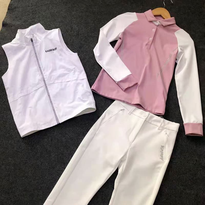 Novo eg roupas de golfe terno infantil outono inverno roupas de golfe meninas colete de manga comprida calças adolescent