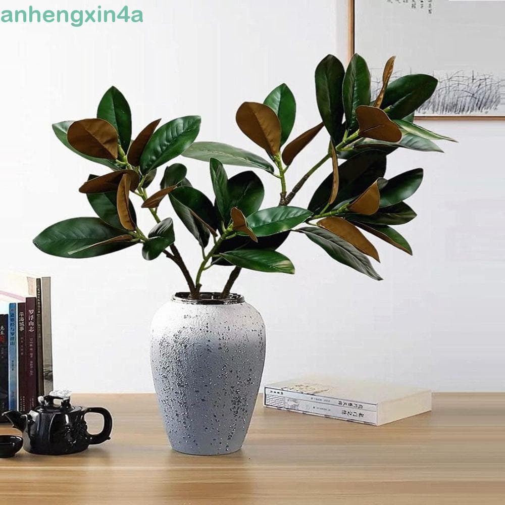 Planta De Magnólia Artificial ANHENGXIN , Grande Ramo De Árvore Simulado Feito À Mão , 2 Garfos De Plantas Artificiais