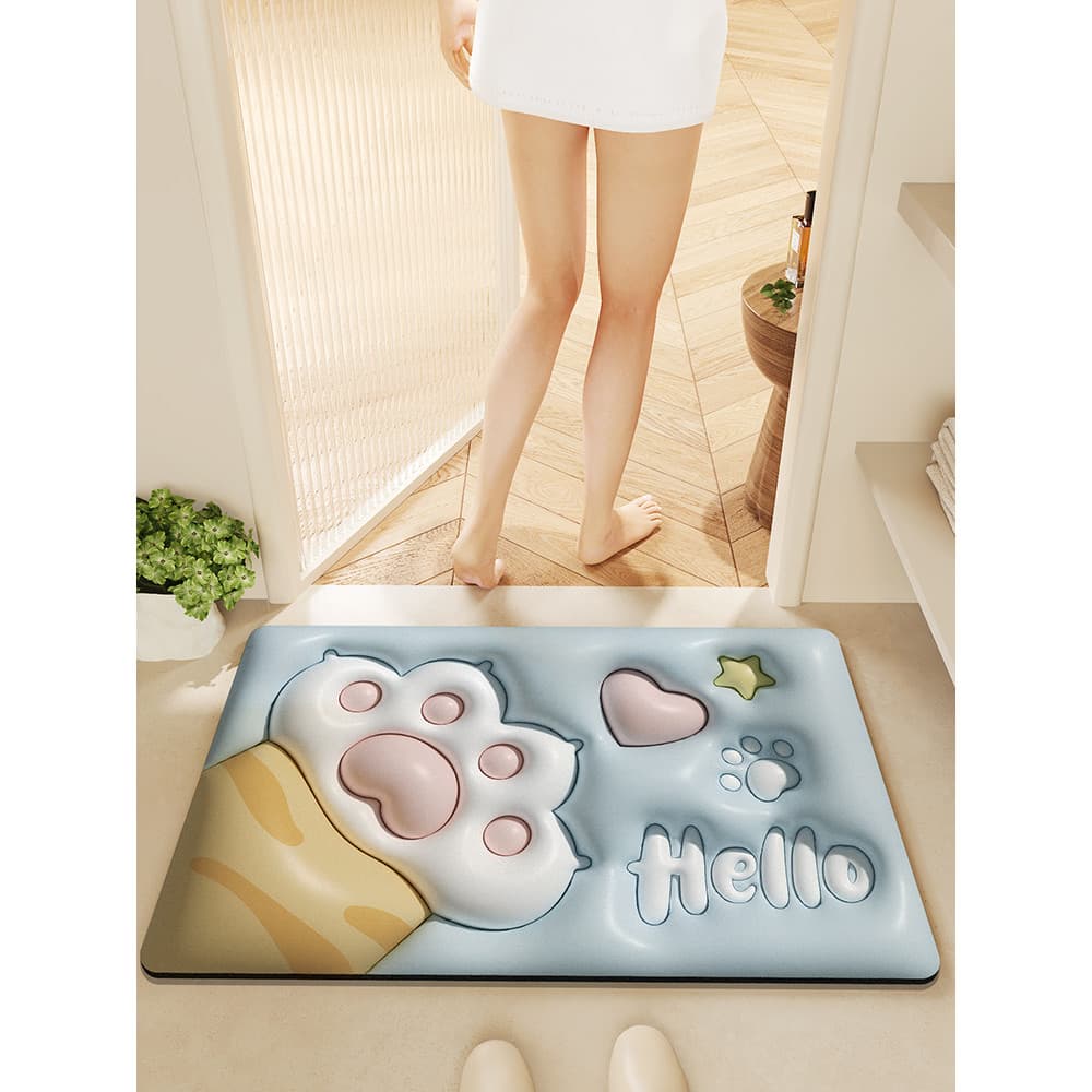 Dajiang tapete absorvente para banheiro, 3D, tridimensional, lama de diatomáceas, garra de gato, porta de banheiro, tape