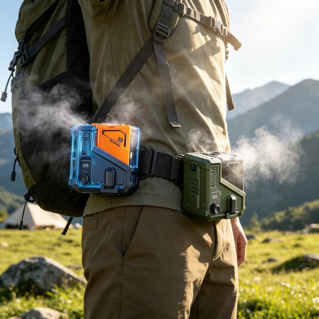 Ventilador de Cintura Portátil Turbo 12000mAh Vento Forte 199 Níveis Power Bank LED