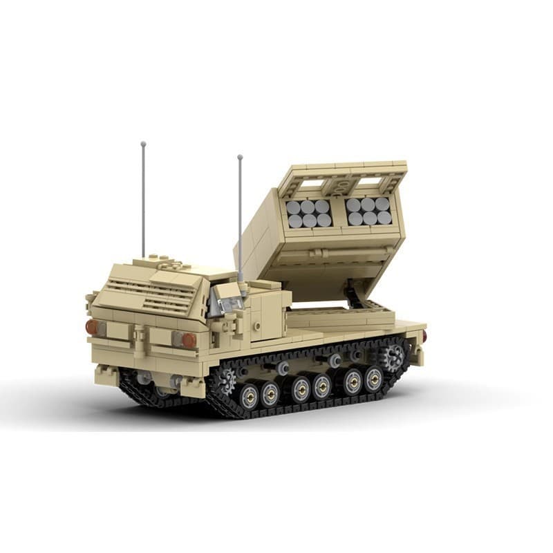 Blocos de construção de pequenas partículas, série militar MOC, modelo de lançador de foguetes autopropelido M270, brinq