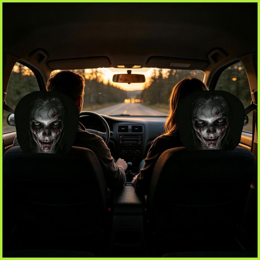 Fantasma Encosto De Cabeça Cobre 2 Peças Elástico Macio Decorativo Halloween Resto Capa Para Carro SUV RV Sedan Captador