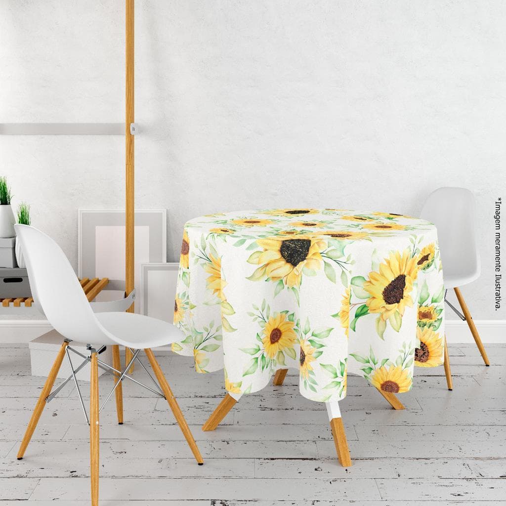 Toalha De Mesa 4 Lugares Redonda Girassol Para Qualquer Ambiente