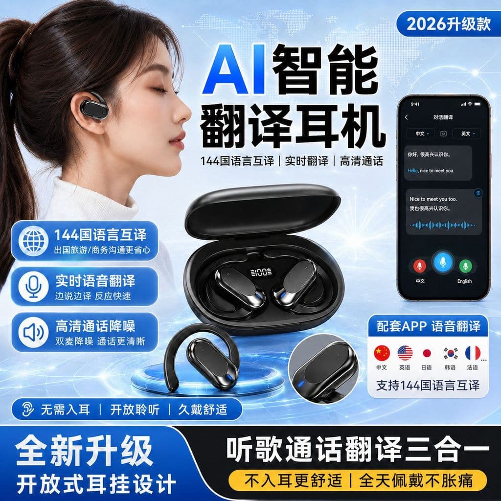 AI Smart Tradução Novo fone de ouvido Bluetooth Universal para jogar